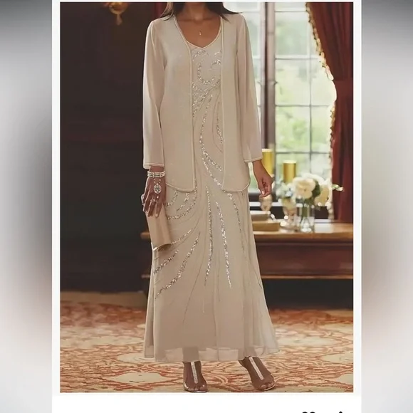 NWT Elegant Blue Maxi Dress with Jacket mother of the bride or mother of groom - Picture 3 of 12